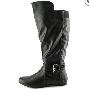 Fergalicious Rodeo black leather flat boots
